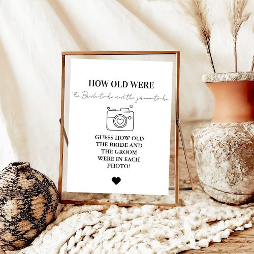 Modern How Old were they bridal Shower Game sign