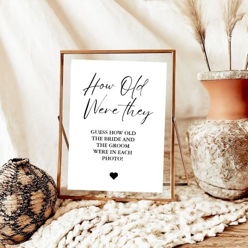 Modern How Old were they bridal Shower Game sign