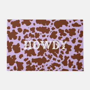 Modern Howdy Lilac Cow Skin Pattern  Doormat