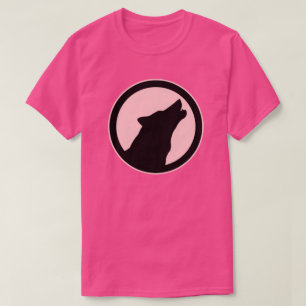 MODERN HOWLING WOLF SILHOUETTE AND PINK CIRCLE T-Shirt