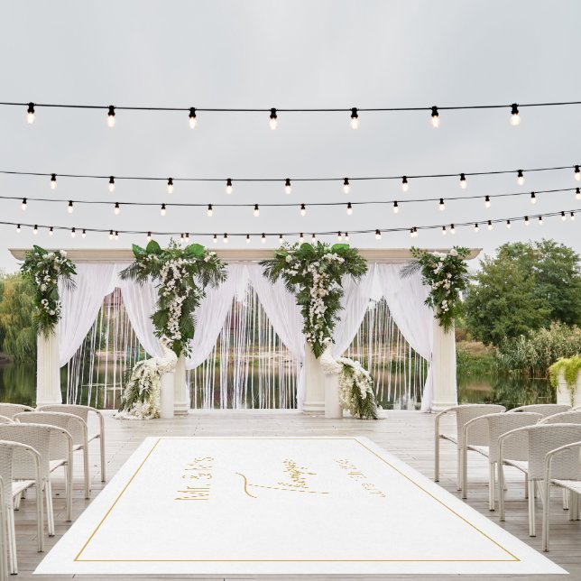 Modern Huge Extra Large White Gold Wedding Runner Outdoor Rug (Insitu (Wedding 1))
