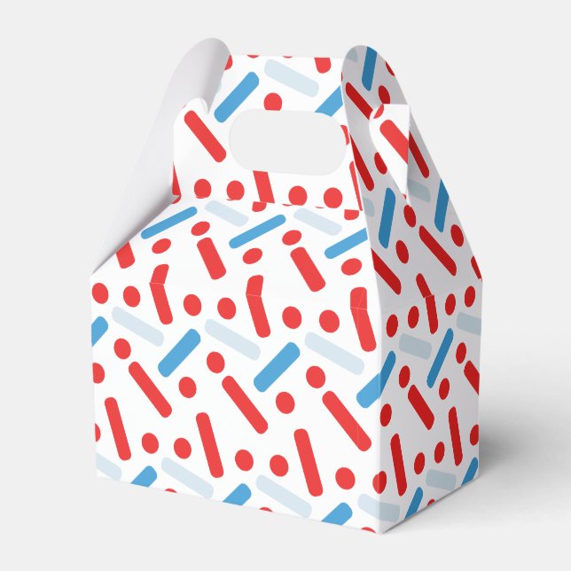 Modern Huge Red Blue Sprinkles Birthday Party Favor Boxes (Front Side)