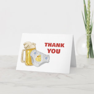 Modern Huggies Chuggies Beer Diaper Baby Shower  Letterpress Thank You Card