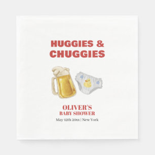 Modern Huggies Chuggies Beer Diaper Baby Shower Napkins