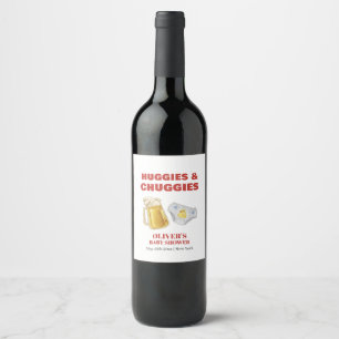 Modern Huggies Chuggies Beer Diaper Baby Shower  Wine Label