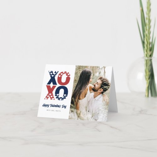 Modern Hugs and Kisses Photo Valentines Day Card