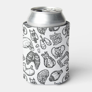 Modern Human Anatomy Bio Science Sketch Pattern Can Cooler