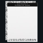 Modern Human Anatomy Science Sketch Personalized Letterhead<br><div class="desc">Customize the text however you wish! Modern sketch illustrations of human anatomy in a perfectly quirky pattern. Hand-drawn hearts, skulls, lungs, ribcage, eyeball, teeth, intestines, stomach, kidneys and more. This unique design is a perfect gift idea for doctors, nurses, med students, science enthusiasts, and beyond. Also a great gothic or...</div>
