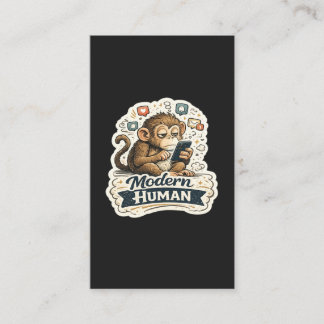 Modern Human Funny Monkey Smartphone Social Media  Business Card