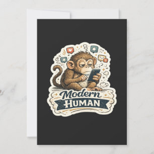 Modern Human Funny Monkey Smartphone Social Media Invitation