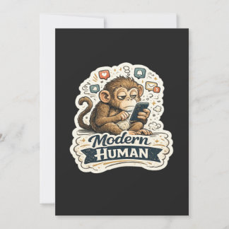 Modern Human Funny Monkey Smartphone Social Media  Invitation