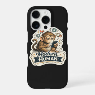 Modern Human Funny Monkey Smartphone Social Media  iPhone 16 Pro Case