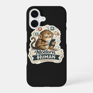 Modern Human Funny Monkey Smartphone Social Media iPhone 16 Case