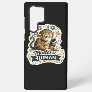 Modern Human Funny Monkey Smartphone Social Media Samsung Galaxy S22 Ultra Case