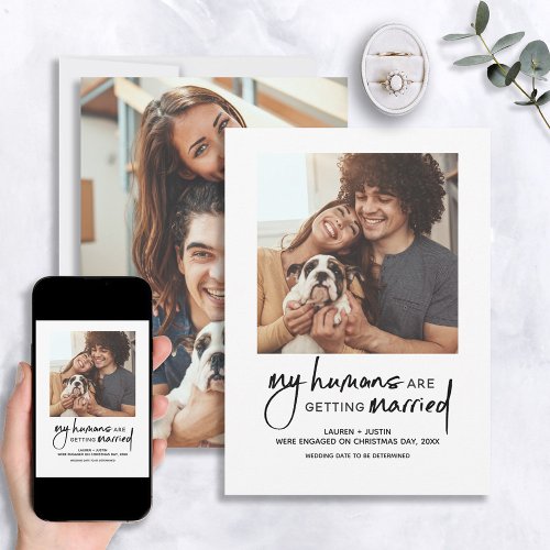Modern Humans Getting Married 2 Photo Engagement Invitation