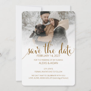Modern Humans Getting Married Pet of Honor Dreamy Save The Date