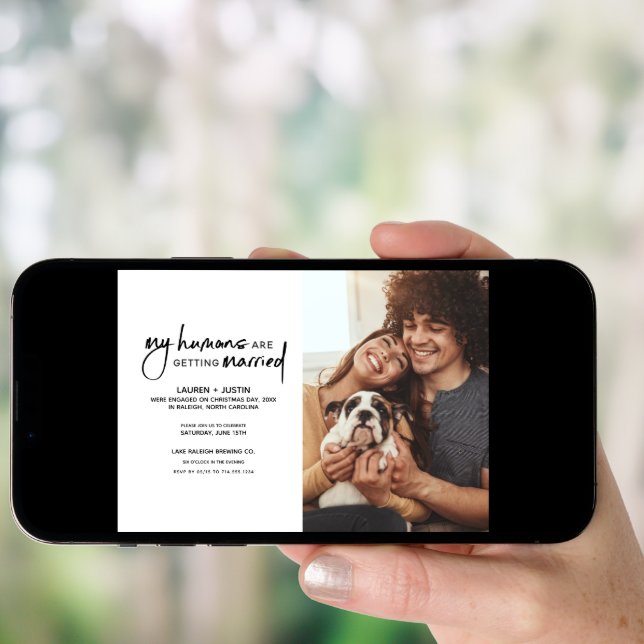 Modern Humans Getting Married Photo Engagement Inv Invitation (Front Digital)
