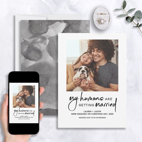 Modern Humans Getting Married Photo Engagement Invitation
