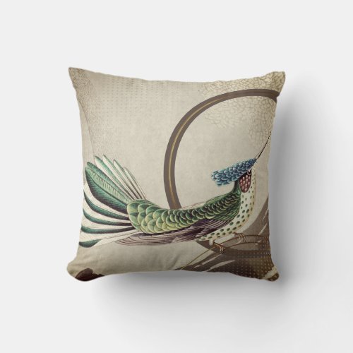 Modern Hummingbird Design  Ernst Haeckel Inspired Throw Pillow