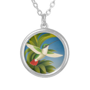 Modern Hummingbird Silver Plated Necklace
