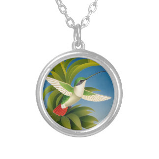 Modern Hummingbird Silver Plated Necklace