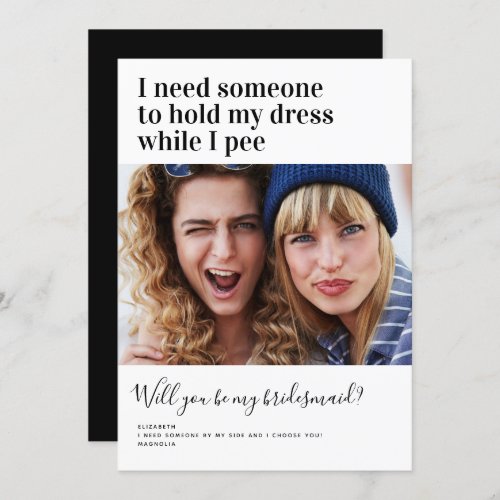 Modern Humor Photo Bridesmaid Proposal Card