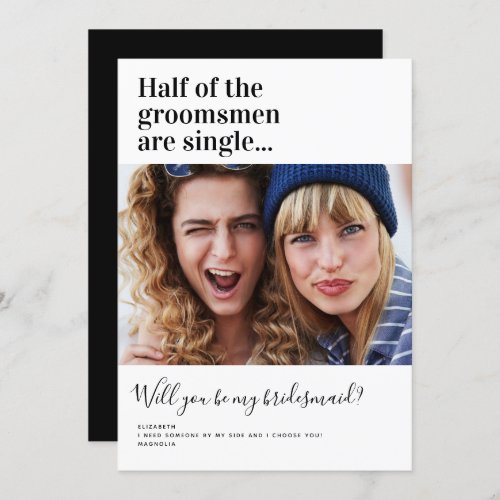 Modern Humor Photo Bridesmaid Proposal Card