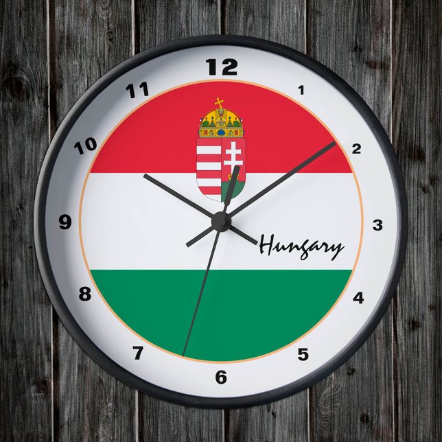 Modern Hungarian Flag, Hungary trendy Home /design Round Clock (Creator Uploaded)