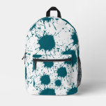 Modern Hunter Green &amp; White Paint Splatter  Printed Backpack