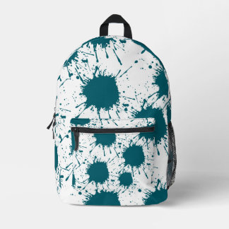 Modern Hunter Green & White Paint Splatter Printed Backpack
