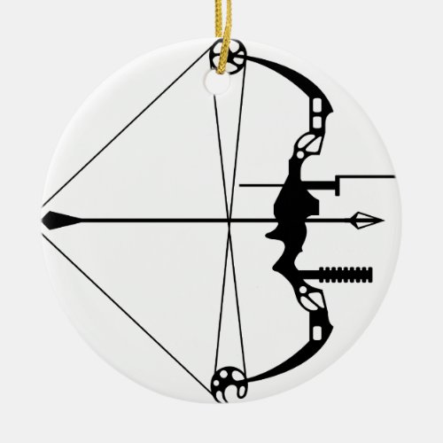 Modern Hunting Bow and Arrow Ceramic Ornament
