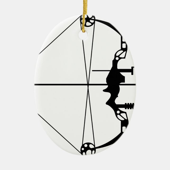 Modern Hunting Bow and Arrow Ceramic Ornament (Front)