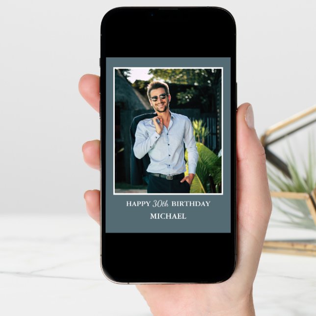 Modern Husband | Boyfriend | Men Photo Birthday  Card (Front Digital)