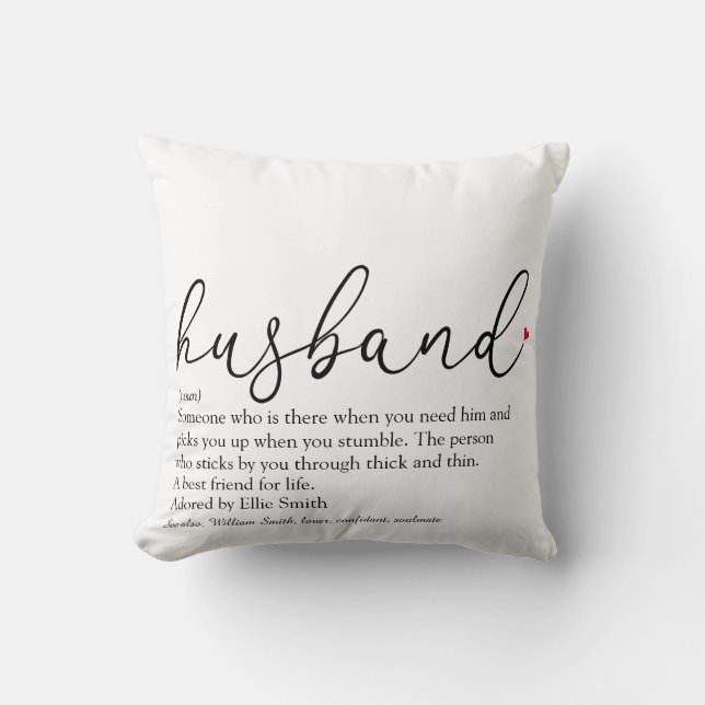 Modern Husband Definition Script Photo Throw Pillow (Front)