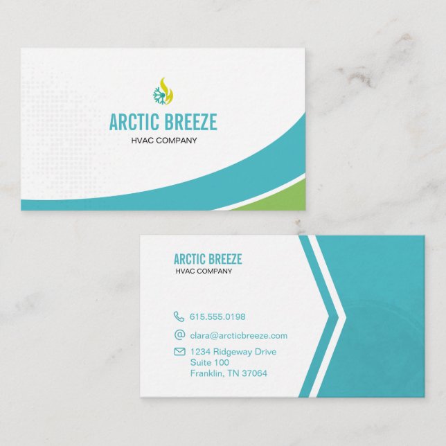 Modern HVAC Climate Control Business Card (Front/Back)