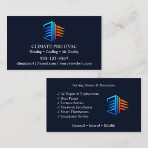 Modern HVAC Heating & Air Conditioning Business Card