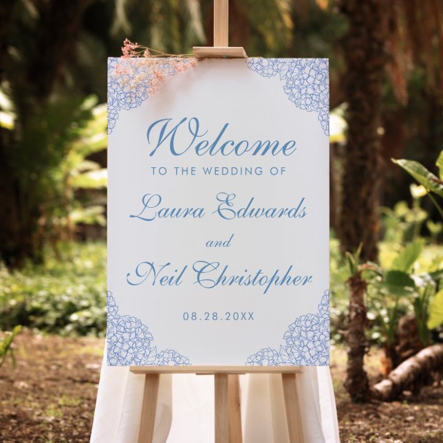 Modern Hydrangea Dusty Blue Floral Wedding Foam Board (Creator Uploaded)