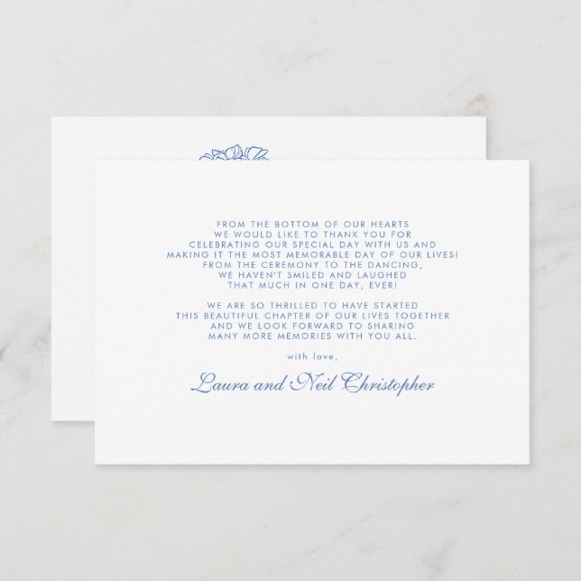 Modern Hydrangea Dusty Blue Wedding Thank You (Front/Back)