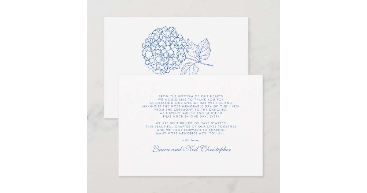 Modern Hydrangea Dusty Blue Wedding Thank You Card | Zazzle