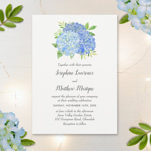 Modern Hydrangea Flowers Wedding Invitation