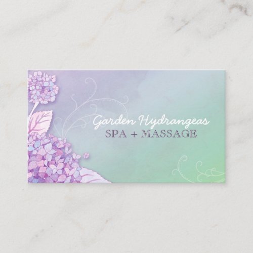 Modern Hydrangeas Spa + Massage Business Cards