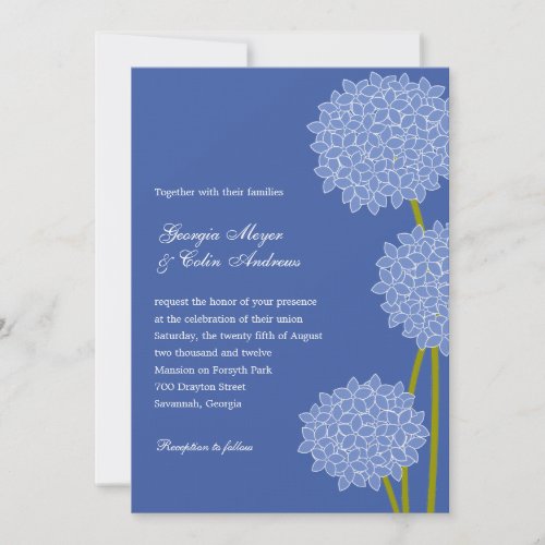 Modern Hydrangeas Wedding Invitation - Blue