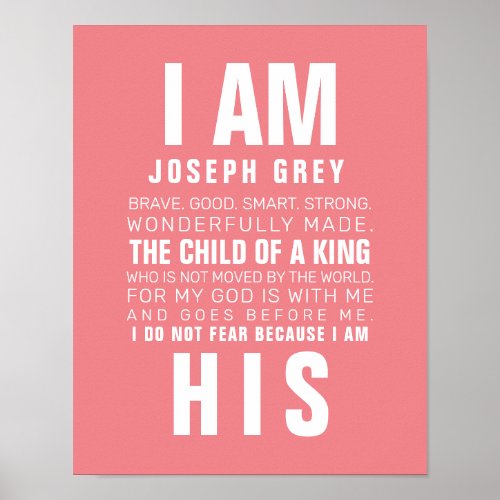 Modern I am the Child of a King Pink Nursery Poster