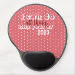 Modern I Can Do All Things Pink White Polka Dots  Gel Mouse Pad