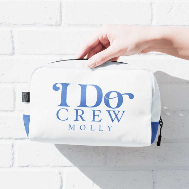 Modern I Do Crew Cobalt Blue Bridesmaid Dopp Kit (Get the crew together in style with this trendy "I Do Crew" design!)