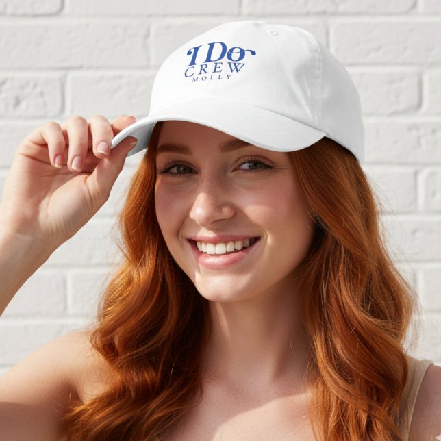 Modern I Do Crew Cobalt Blue Bridesmaid Hat (Get the crew together in style with this trendy "I Do Crew" design!)