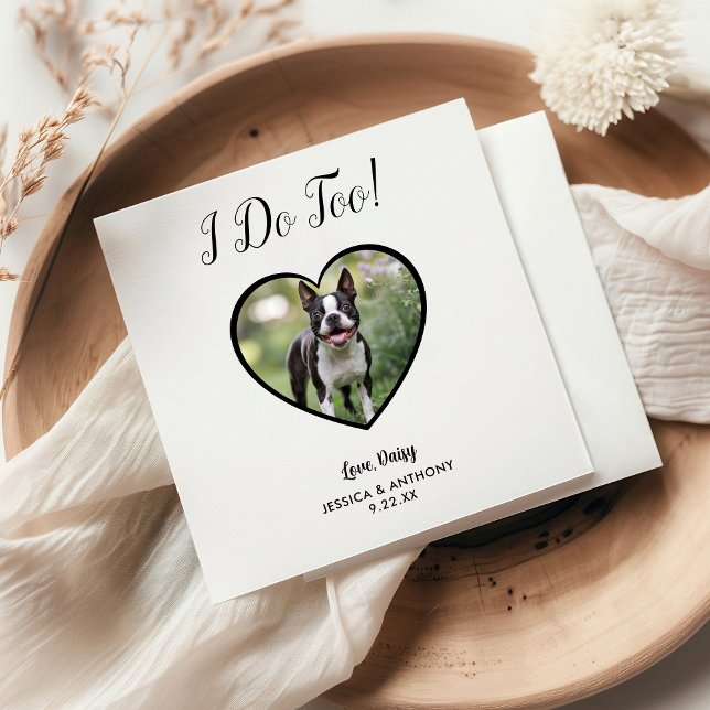 Modern I Do Too Photo Pet Wedding Napkins (Creator Uploaded)