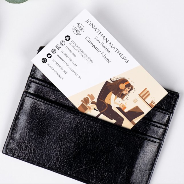 Modern I Girl Working Business Card (Creator Uploaded)