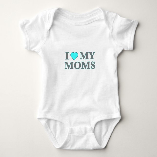 Modern I Heart My Moms Baby Bodysuit (Front)