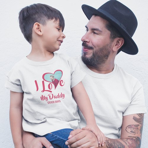 Modern I Love My Daddy  Heart Photo T_Shirt